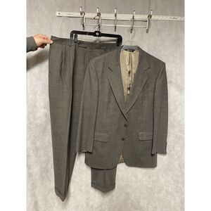Jos A Bank Suit Men 42L Brown Beige Glen Plaid 2 Button Wool 35X32 Pants‎ Luxury